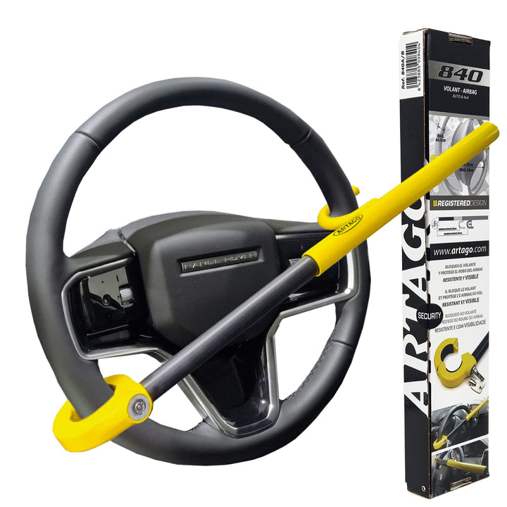 Artago 840A/B Lenkradkralle Auto Universal, Kompakte Schwenkarretierung, Hochsicherheitsschloss mit