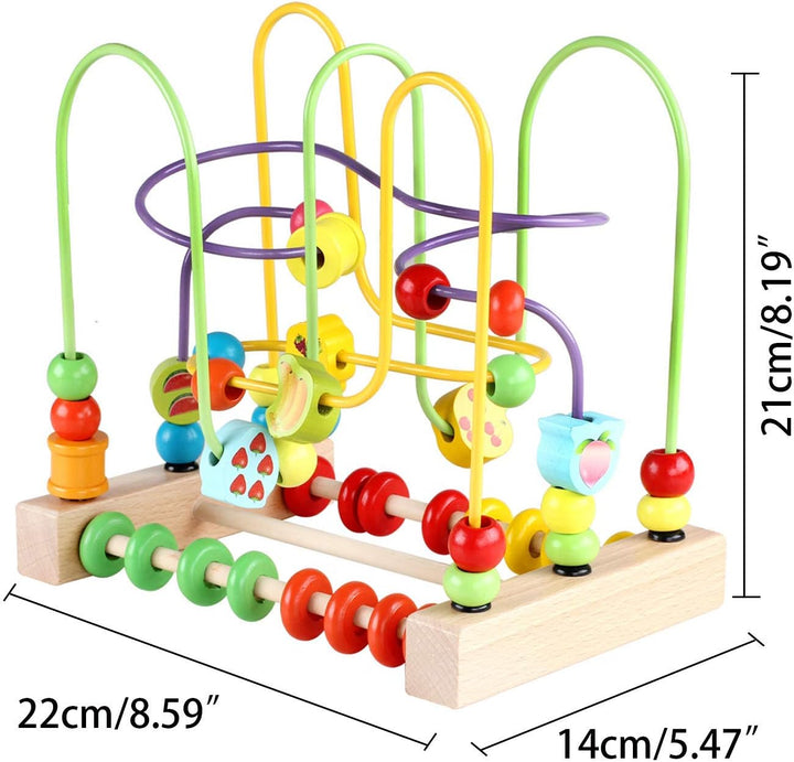 Jacootoys Motorikschleife aus Holz Roller Coaster Holzspielzeug Beweglich Lernspiel Bead Maze Babys