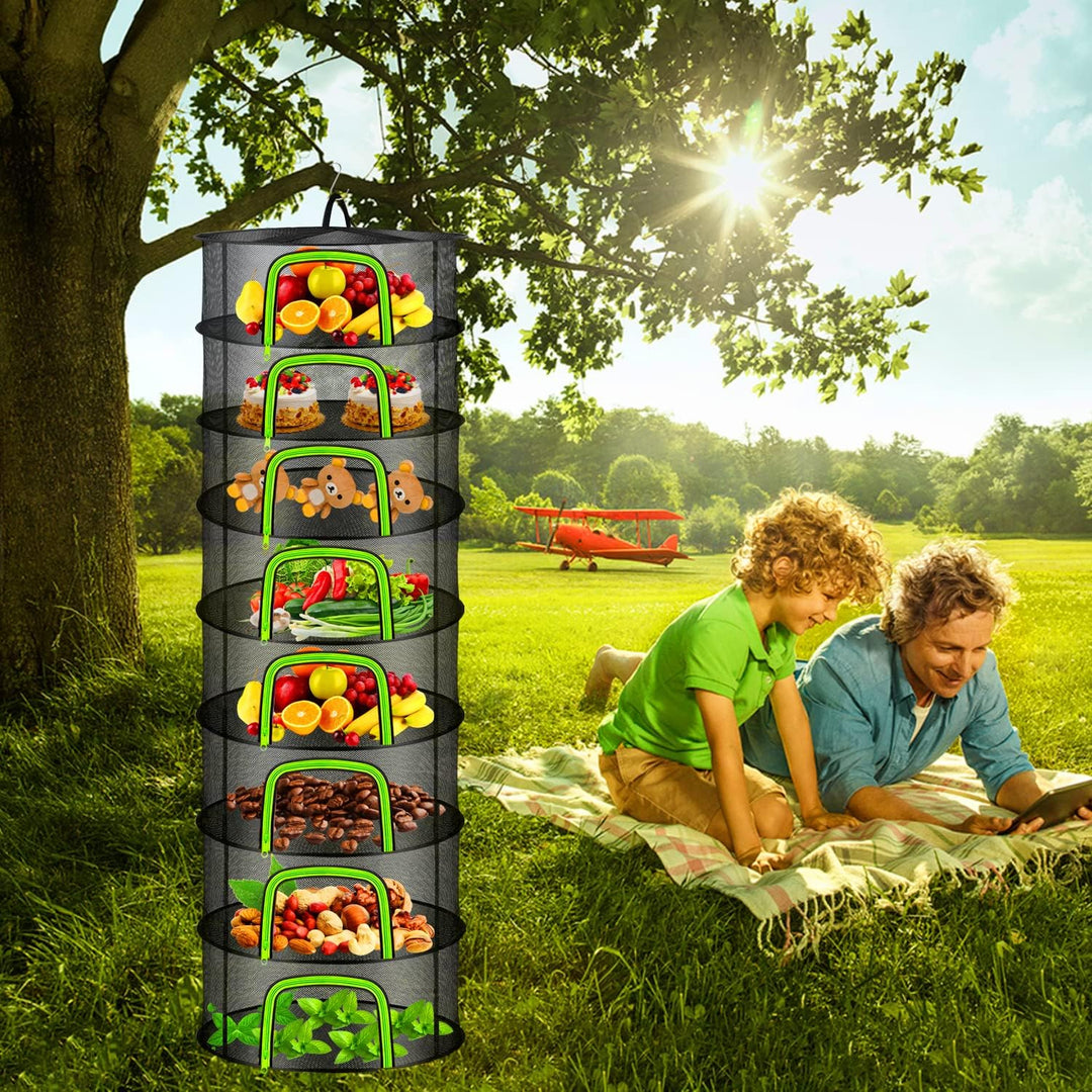 Coopache Trockennetz Kräuter Schwarz, 8-lagiges Kräutertrockner Hängend, Zipper Plant Drying Rack, M