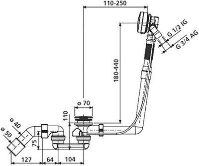 Sanit Swing Plus Wannenablaufgarnitur mit Zulauffunktion