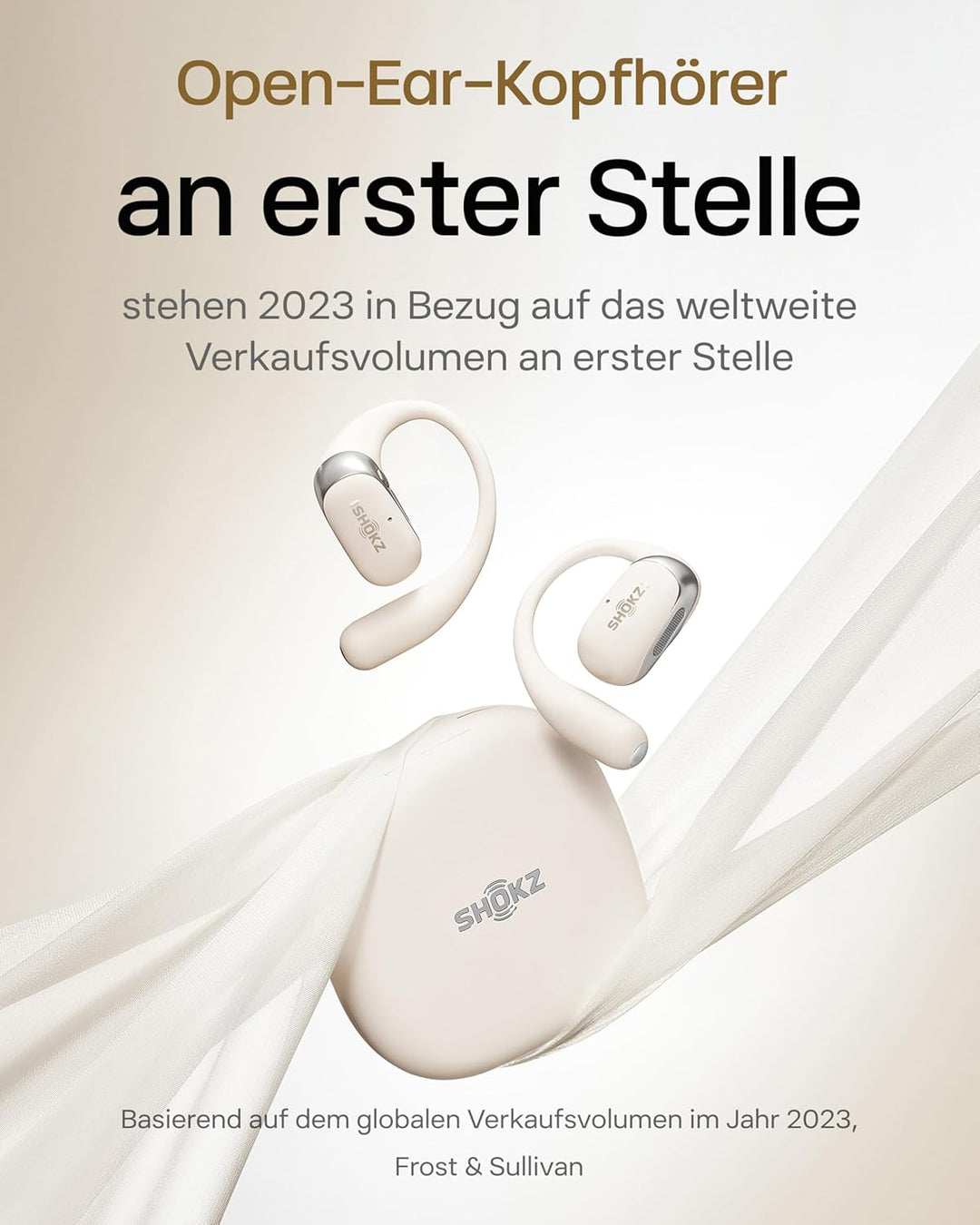 SHOKZ OpenFit 2 Open-Ear-Kopfhörer, True-Wireless-Bluetooth-Ohrhörer mit Mikrofon, Ohrbügel-Open-Ear