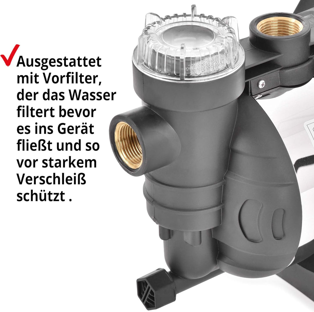 HECHT Kreiselpumpe – leistungsstarke Wasserpumpe mit 1100 Watt (230V), max. 4,5 bar Druck, 4600 l/h