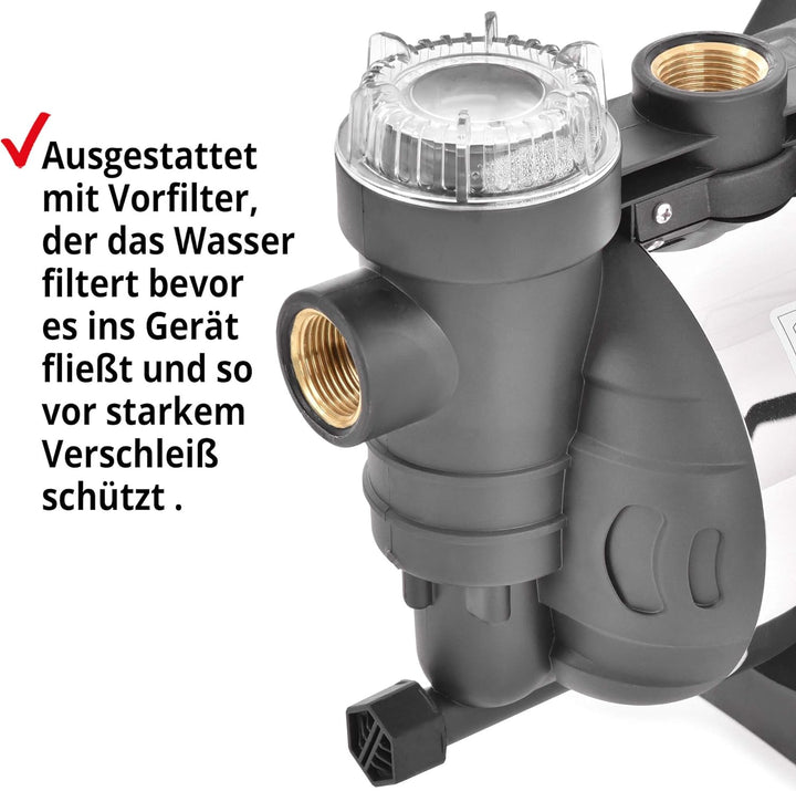 HECHT Kreiselpumpe – leistungsstarke Wasserpumpe mit 1100 Watt (230V), max. 4,5 bar Druck, 4600 l/h