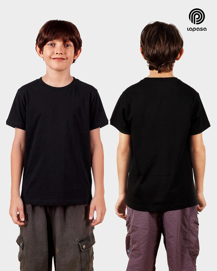 LAPASA Kinder T Shirt 100% Baumwolle 4er Pack Unisex 3-13 Jahre/ 95-165 Jungen Jungs Sport Tshirt K0