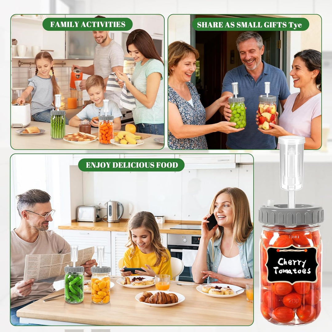 2 Stück Fermentierglas,1L Breiter Mund Fermentiergläser, Fermentiergläser mit Luftschlössern& Gewich