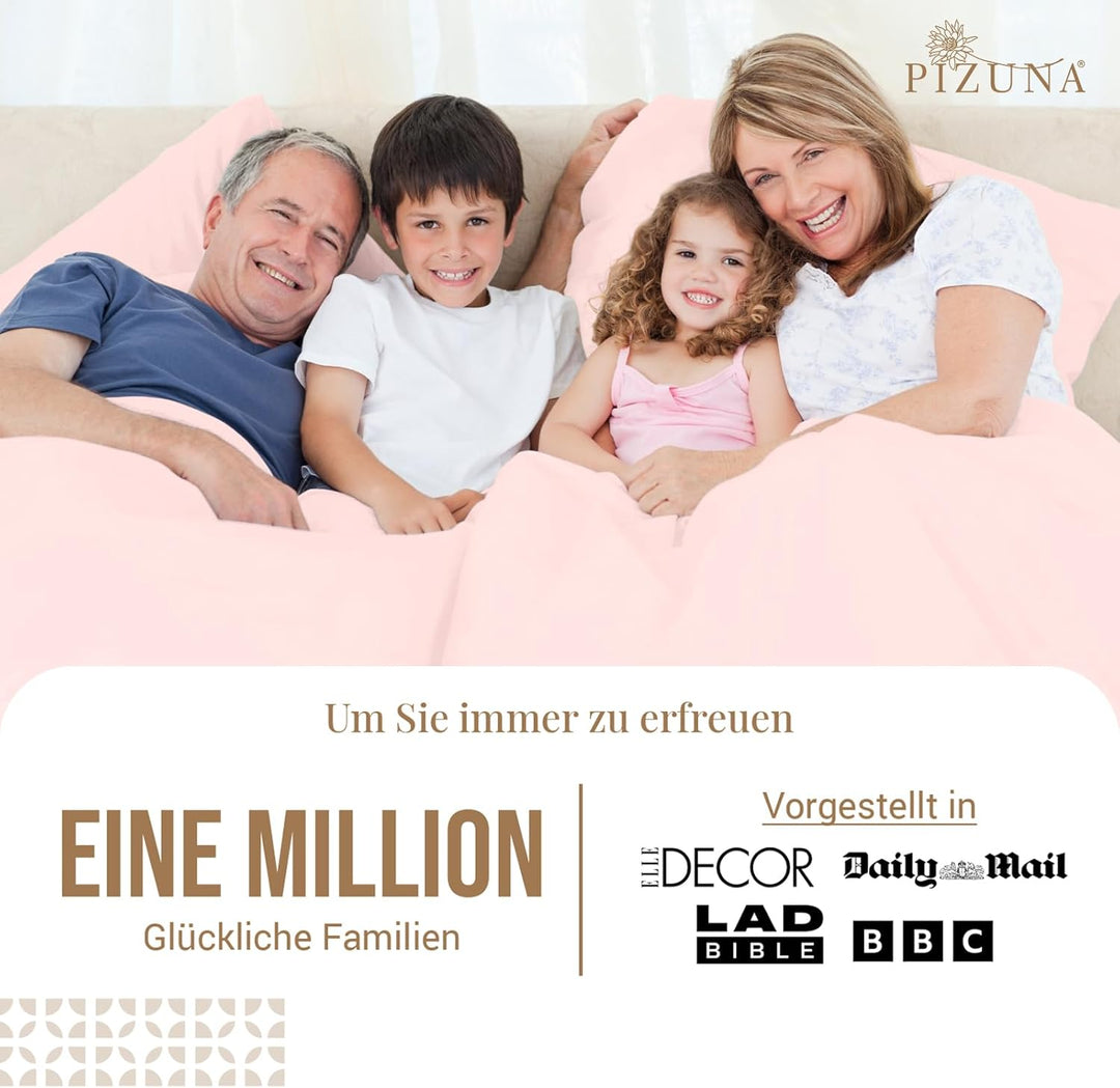 Pizuna Luxuriöser Soft-Satin 2er Pack Kissenbezug 70 x 90 cm Helles Rosa, 800 Fadenzahl Baumwolle Ki