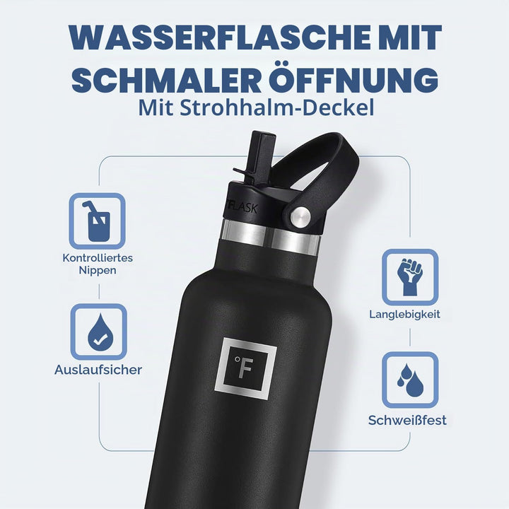 IRON °FLASK Sport-Trinkflasche - 680 ml, 3 Deckel (Strohhalmdeckel) - auslaufsicher, langlebig, dopp