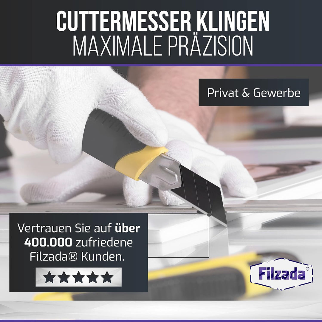 Filzada ® 120x Cuttermesser Klingen 18mm - Abbrechklinge/Messerklinge Carbonstahl - Black Ultraschar