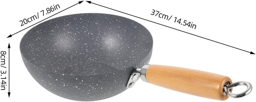 Luxshiny Kleine Wokpfanne 20cm Antihaftbeschichtet aus Gusseisen für Induktionsherd und Gasherd Mult