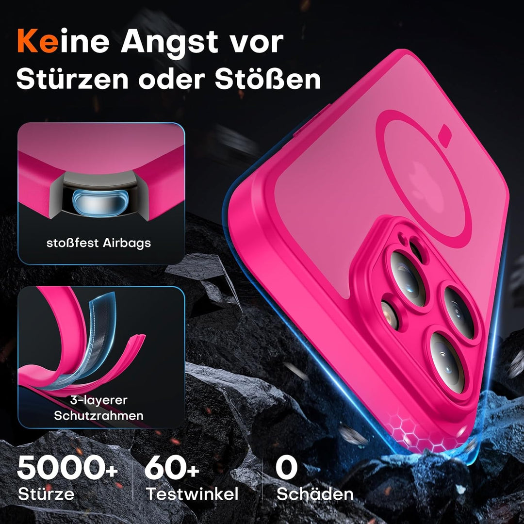 TOCOL für iPhone 15 Pro Max Hülle für Magsafe, Vollständiger Kameraschutz Stossfest Kratzfest Transl
