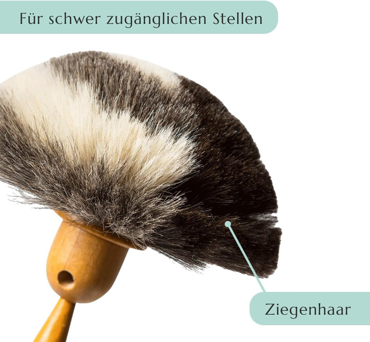 Staubwedel Ziegenhaar mit langem Stiel, nostalgisch und nützlich, stilvoller Helfer für schwer zugän