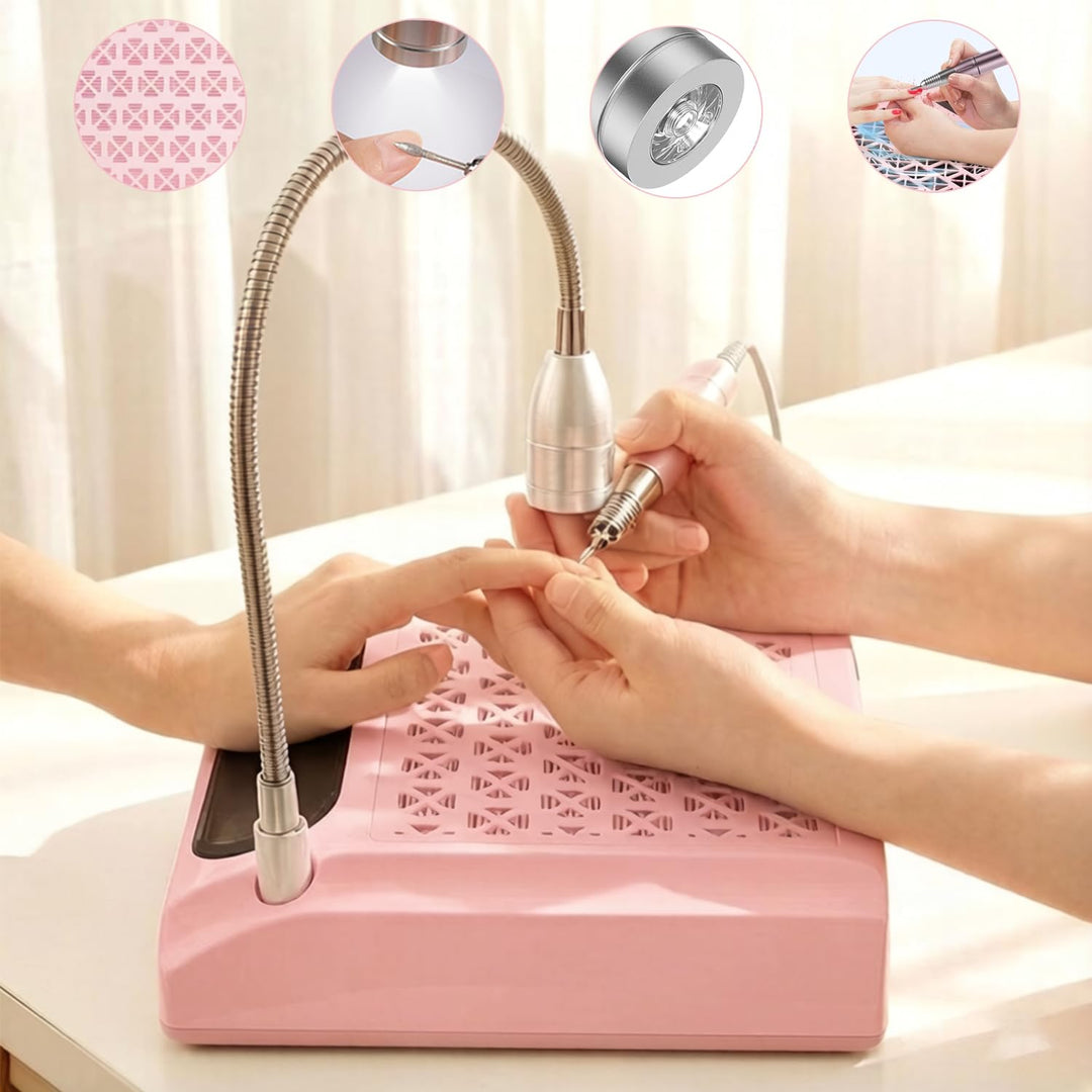 4-in-1-Nagelstaubabsaugung mit elektrischer Nagelfeile (30.000 U/min), 80W Nagelstaubabsaugung mit L