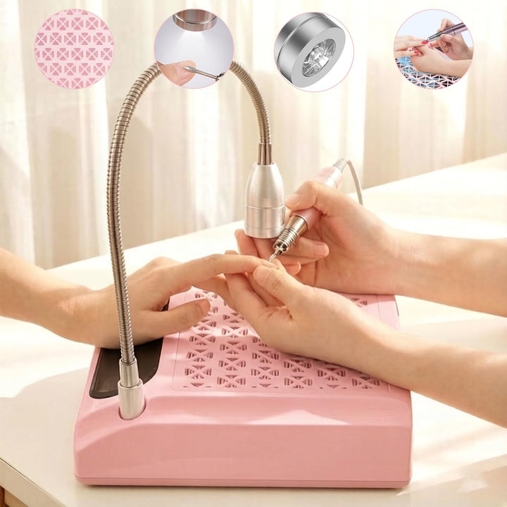 4-in-1-Nagelstaubabsaugung mit elektrischer Nagelfeile (30.000 U/min), 80W Nagelstaubabsaugung mit L