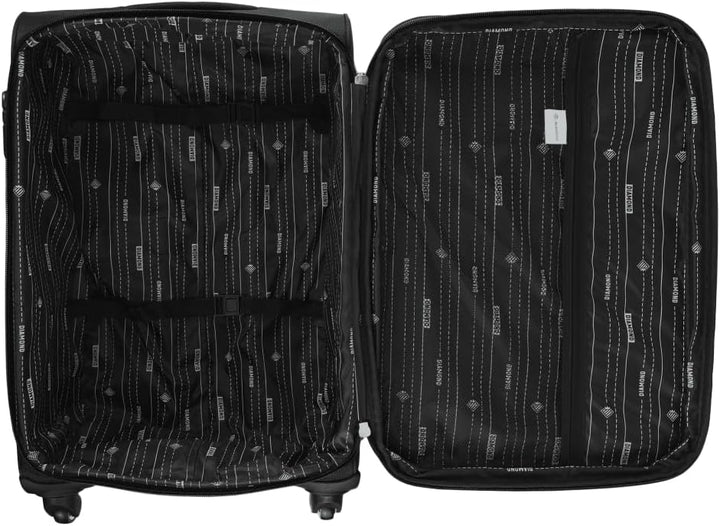 DIAMOND Weichschalen-Kabinenkoffer S 20" – Schwarz, Codura 1200D, 360° Rollen, Zahlenschloss, Erweit
