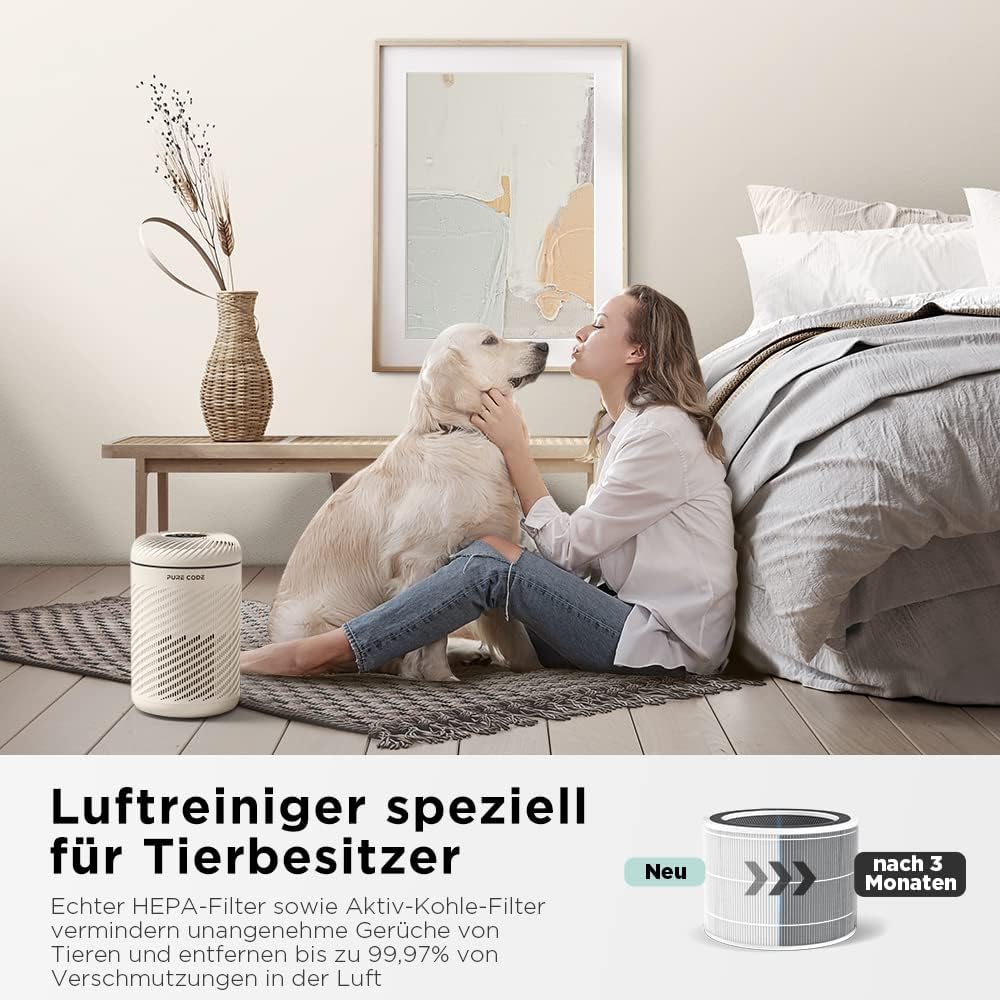 PURE CODE H13 HEPA Filter gegen 99,97% Gerüche Partikel Staub Rauch Pollen Tierhaare, Ersatzfilter A