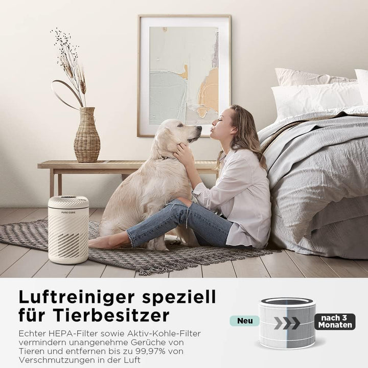 PURE CODE H13 HEPA Filter gegen 99,97% Gerüche Partikel Staub Rauch Pollen Tierhaare, Ersatzfilter A