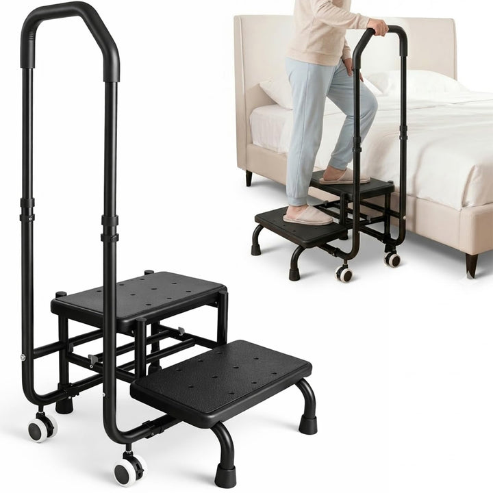 Tritthocker mit Haltegriff - Badewannenstufe mit Haltegriff, 5 Höhen von 95 cm bis 105 cm, Tragfähig