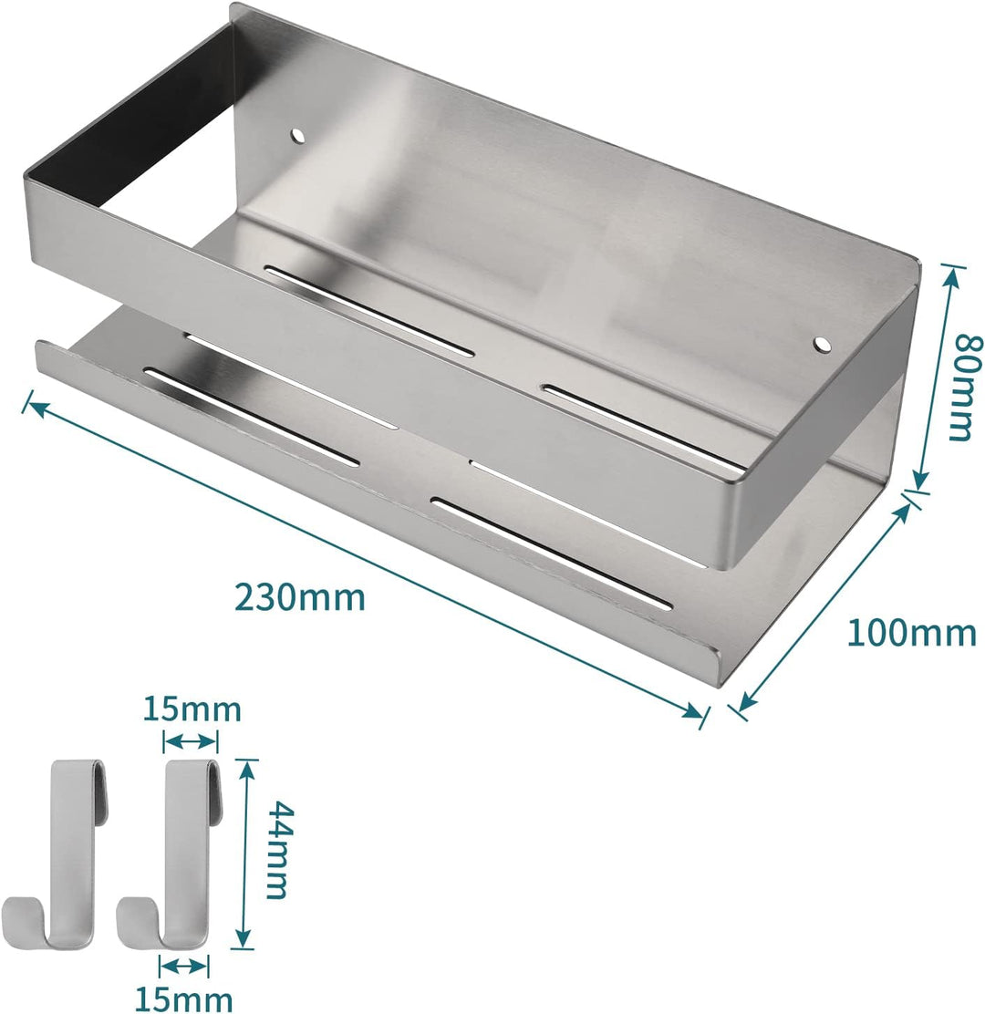 EXLECO Duschablage Ohne Bohren Duschregal Wand Edelstahl Badregal mit 2 beweglichen Haken Duschkorb