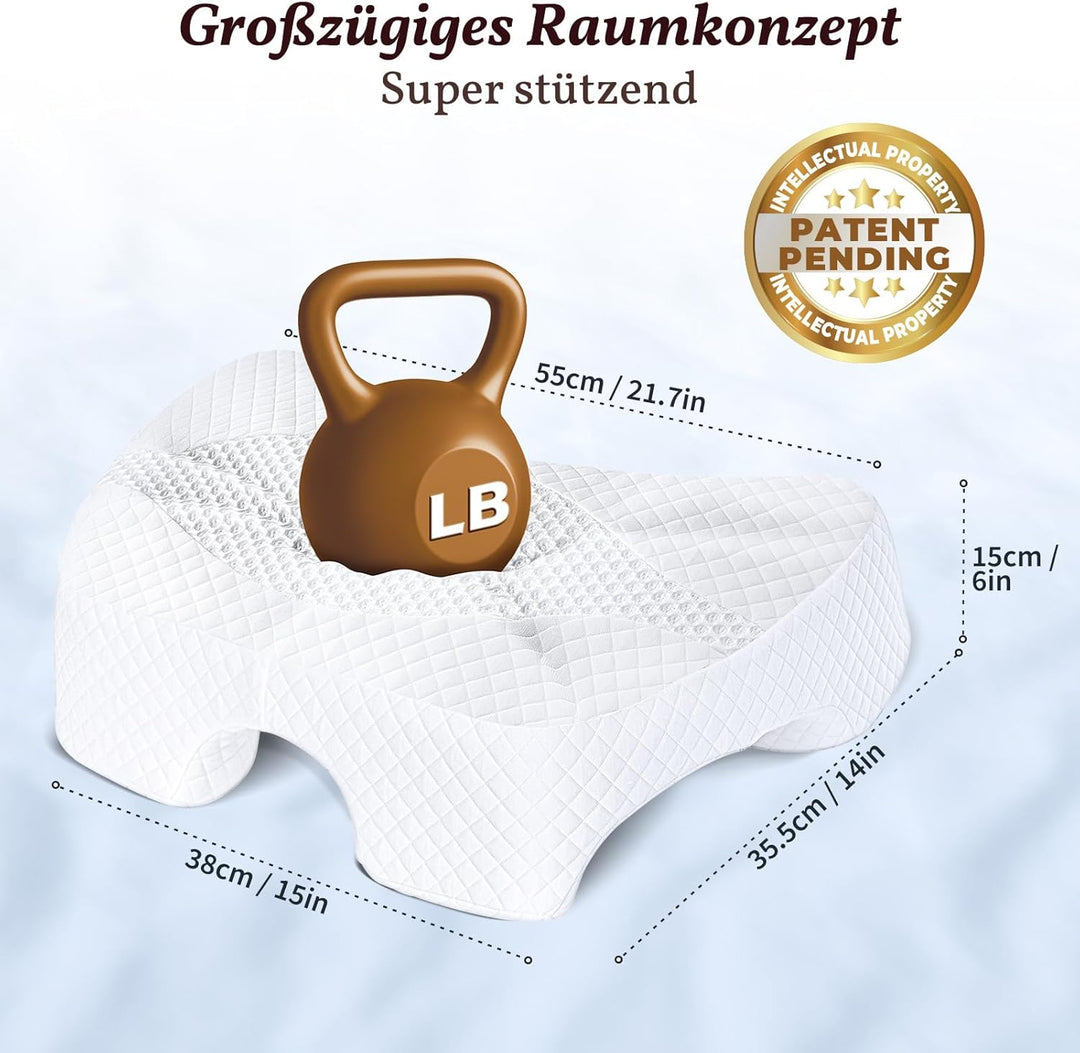 SAHEYER Seitenschläferkissen mit Armloch, Orthopädisches Nackenkissen Kopfkissen, Memory Foam Kissen