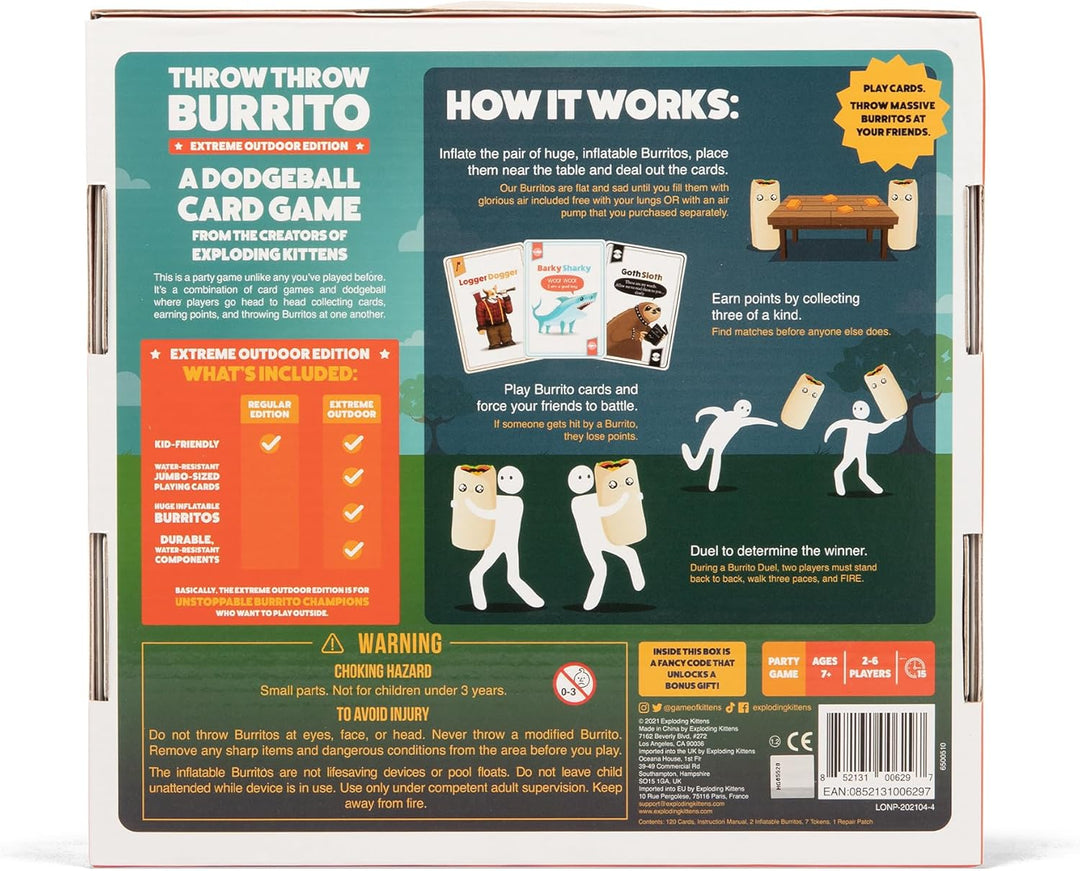 Exploding Kittens Throw Throw Burrito Extreme Outdoor Edition - Fun Family Card Games for Adults Tee