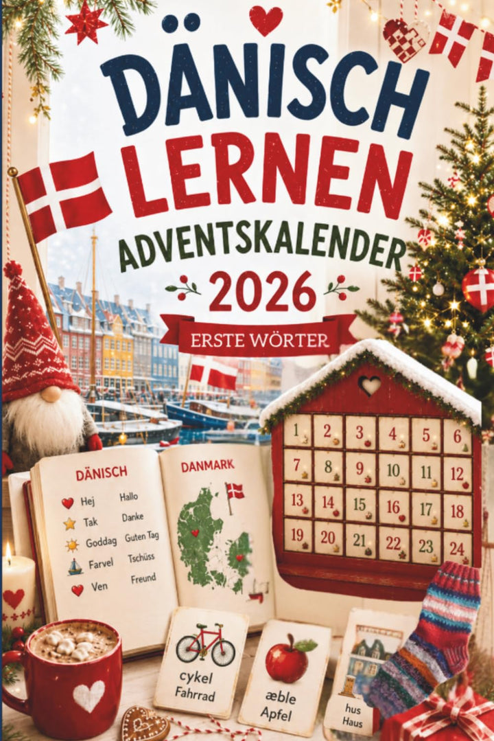 Dänisch lernen Adventskalender 2026 – Erste Wörter: Das ideale Geschenk für Dänemark-Fans – 24 Tage