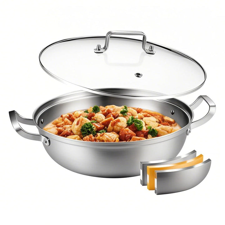 Edelstahltopf 35 cm,6.5L,Grosse Edelstahlkochgeschirr – Stark Robuste Suppe Topf,Dreischicht-Boden &