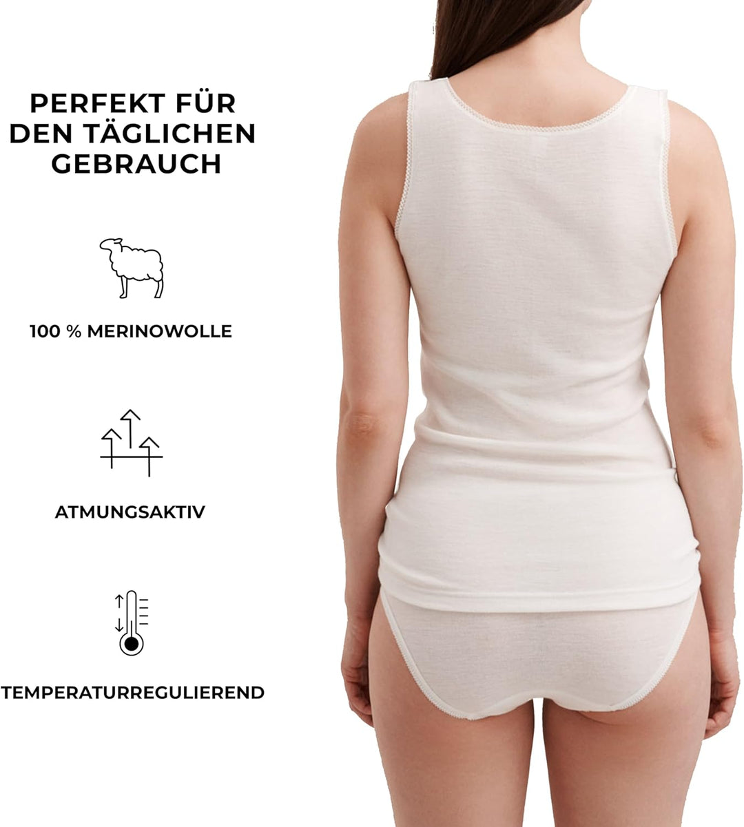 Dilling Merino Unterhemd für Damen - aus 100% Bio-Merinowolle 40 Natur, 40 Natur