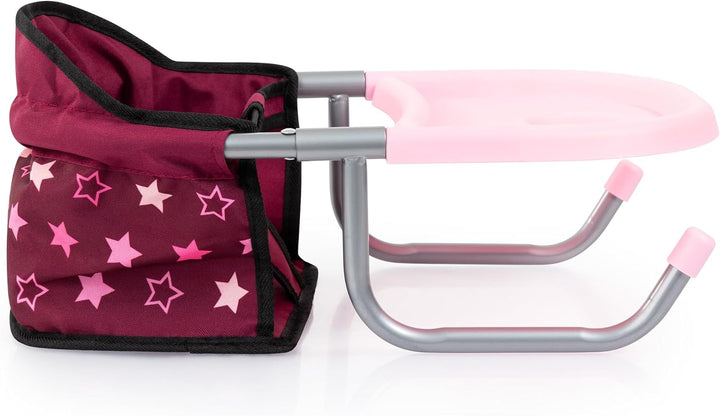 Bayer Design 65823AA Tischsitz für Puppen, Zubehör, Sitz für Puppen bis 46 cm bordeaux mit Einhorn,