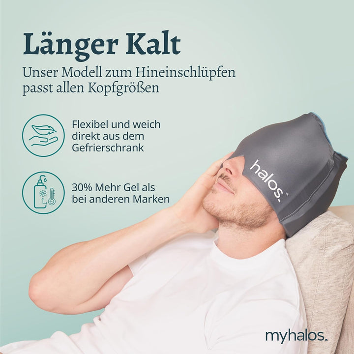 Halo Mask Migräne Haube – Headache Relief Cap - Wiederverwendbare Migräne Mütze & Migräne Kühlmütze