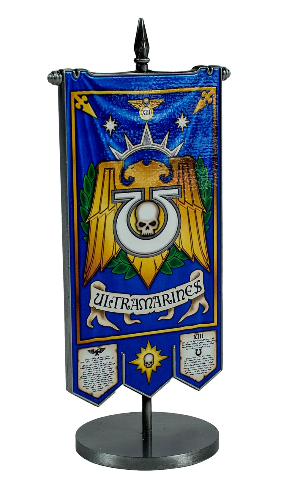 Warhammer 40000 Ultramarines Metall-Banner - Kapitel-Wappen Standfahne - Schreibtisch Regal Dekorati