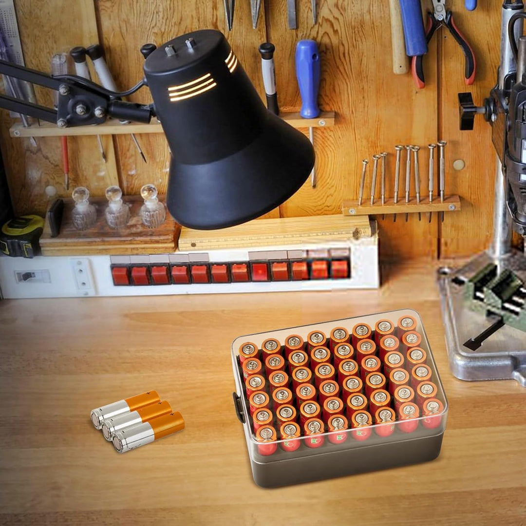 Batterie Organizer Aufbewahrungshülle, Kleine Batterie Tresor Box Container für 48 Stück AA-Batterie