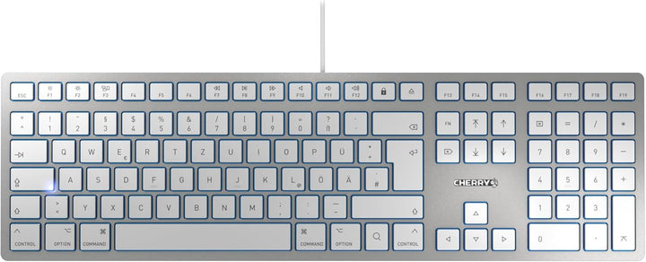 CHERRY USB KC 6000 Slim for Mac Tastatur, Silber/Weiss, einfarbig weiss-silber Deutsches Layout - QW