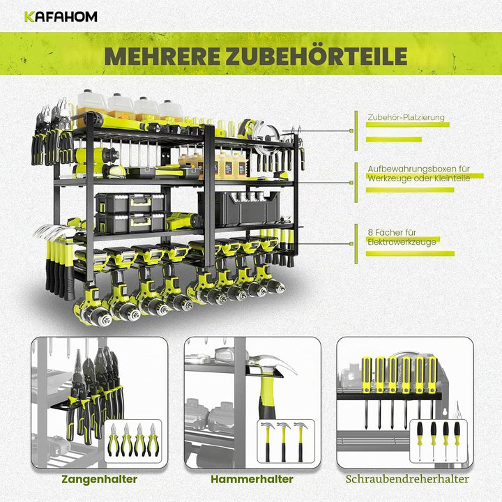 KAFAHOM Elektrowerkzeug-Organizer, 4 Schichten Garagen-Werkzeug-Organizer und Aufbewahrungsregal für