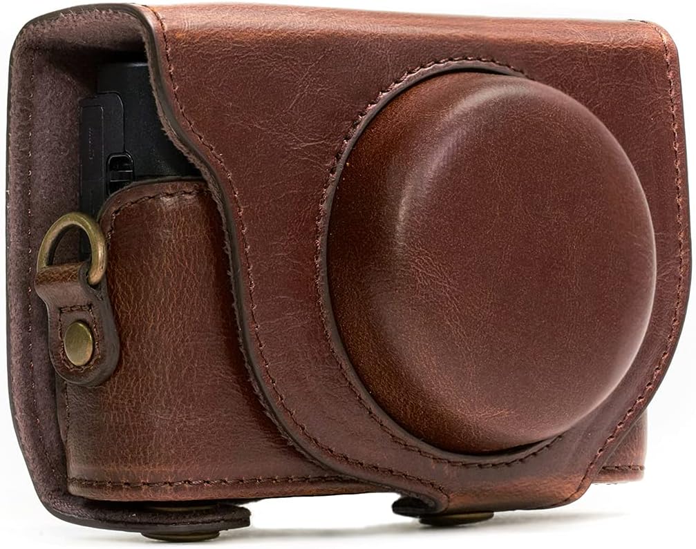 MegaGear Ever Ready Kameratasche aus Leder kompatibel mit Sony Cyber-Shot DSC-RX100 VI, DSC-RX100 V,
