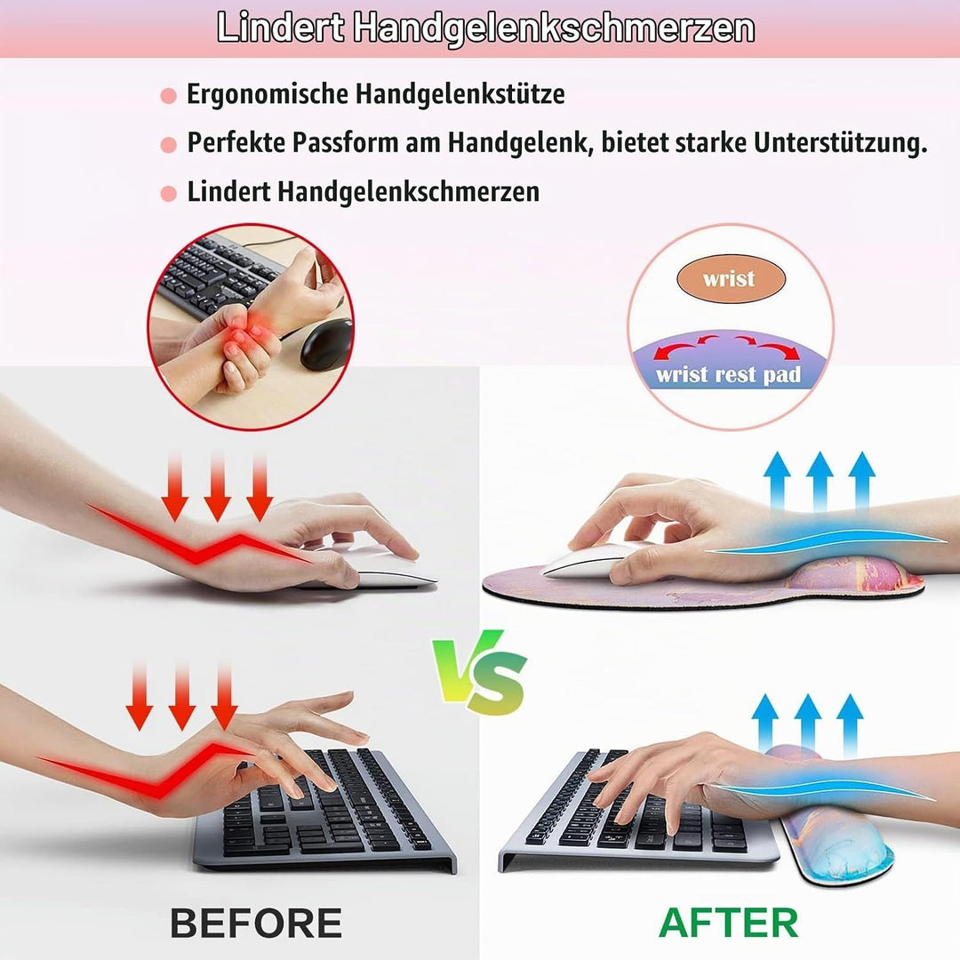 Acezeek 3-in-1 Mousepad Set,Mauspad mit Gelkissen+Handballenauflage Tastatur+Untersetzer,Mauspad XXL