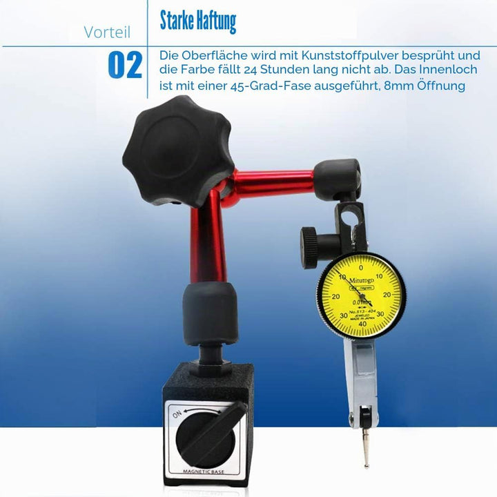Flexible Starke Magnetische Standfuss Basis Halter + Hebel Messuhr Anzeige Stossfest (0~0,8mm) Holde