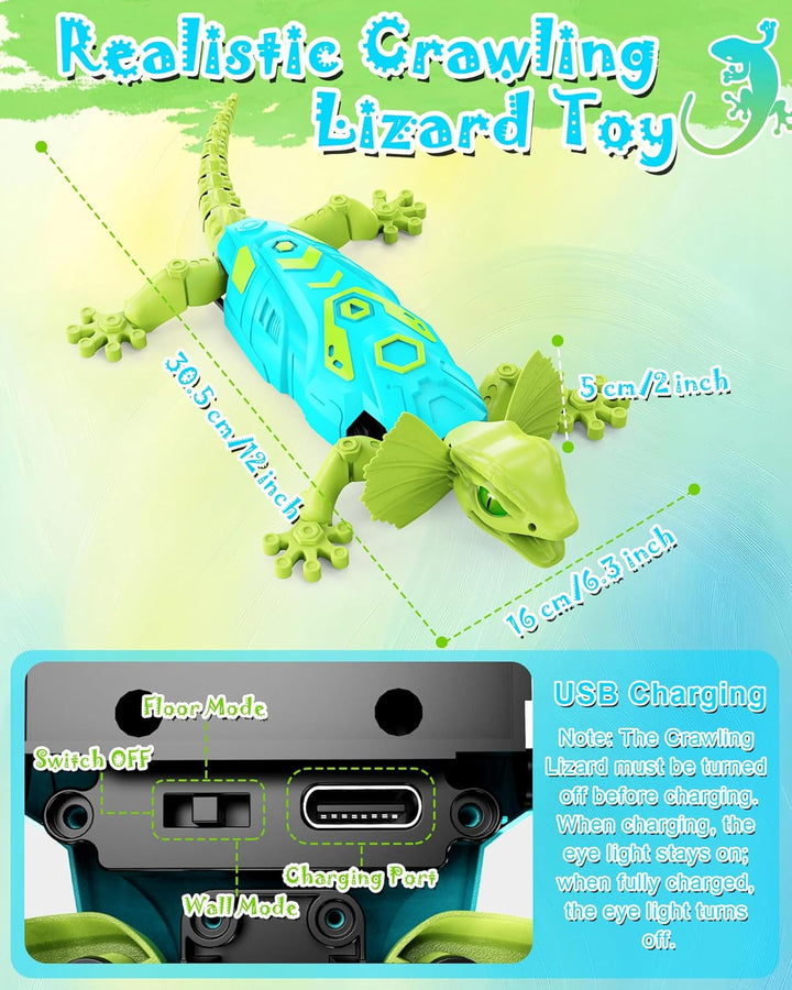 Gecko Wandflitzer - Ferngesteuerter Eidechse Spielzeug Kinder RC Roboter mit Leuchtende Augen, Aufla