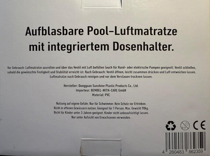 BEMBEL WITH CARE - Pool-Luftmatratze - Design: Apfelwein-Cola Dose