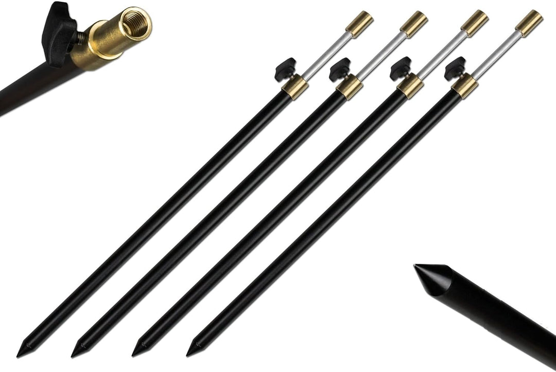 4 Stück Aluminium Bankstick Teleskop Rutenhalter 30-50/50-90/75-120cm schwarz Rodpod Rutenauflage 50