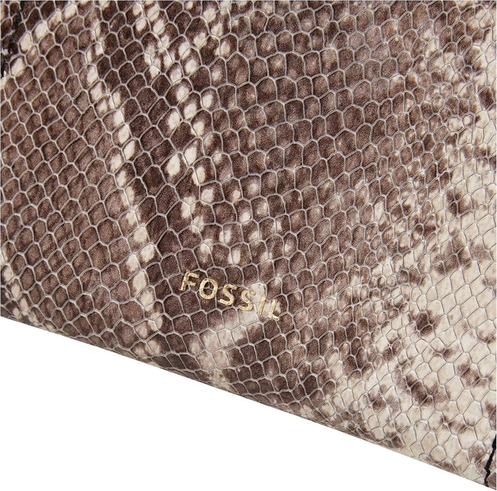 Fossil Geldbörse für Damen – Bifold Logan klein geprägt Leder Python-Optik, SL8264874 – 10,2 cm L x