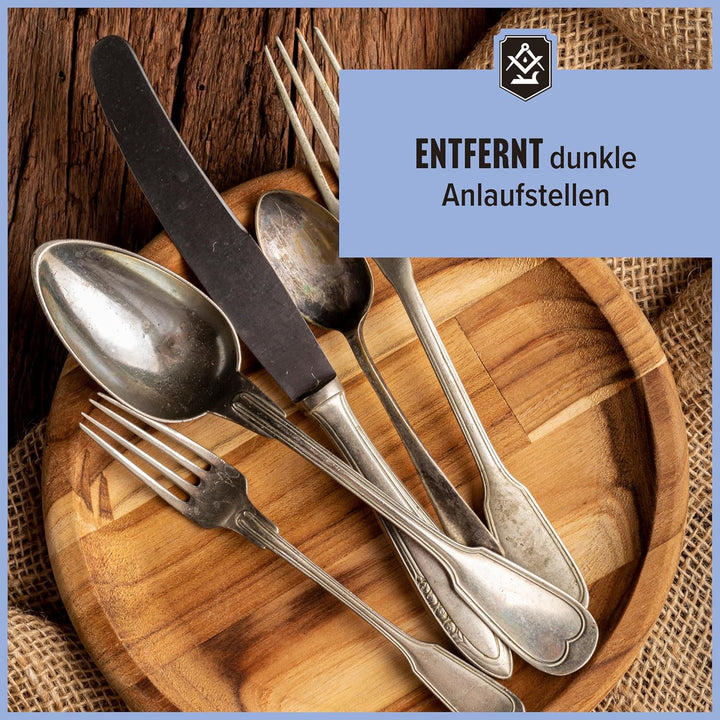 SCHRADER Silberpflege-Set - Silberpoliermittel und Silberputztuch für Schmuck & Besteck - Entfernt A
