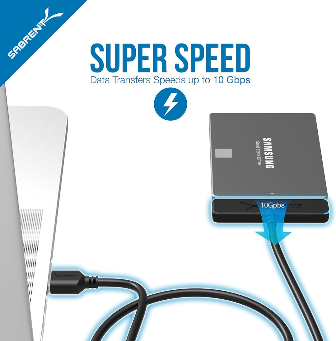 Sabrent USB C SATA auf USB 3.1 Gen 2, SSD/HDD Festplatten adapter, USB 3.1 zu 2,5 Zoll SATA, 10Gbps