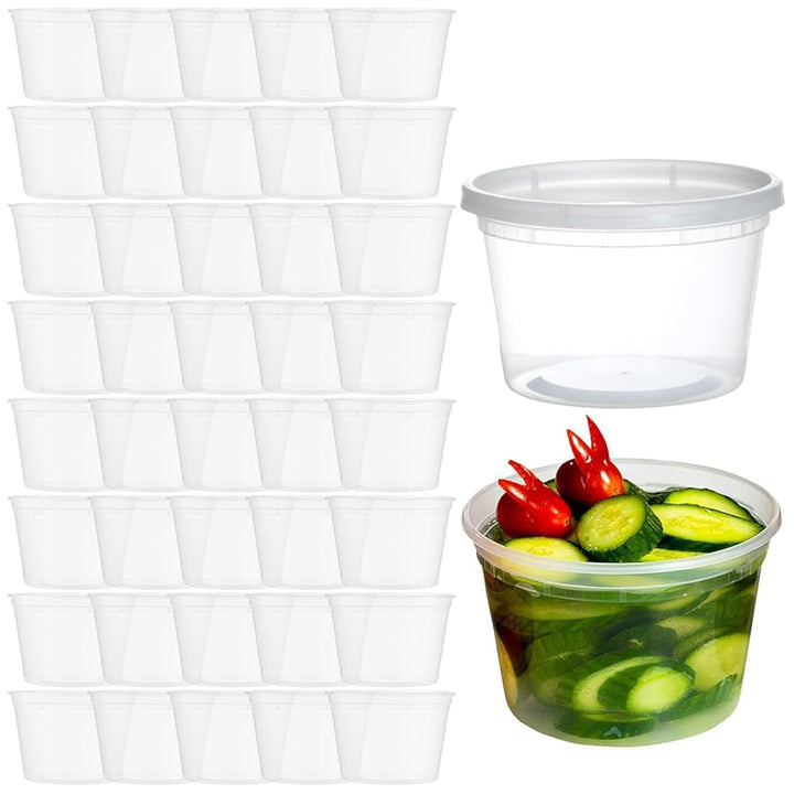 YOYEAH 40 Stück Kunststoffbehälter mit Deckel - 530ml/16oz Wiederverwendbare Aufbewahrungsbecher für