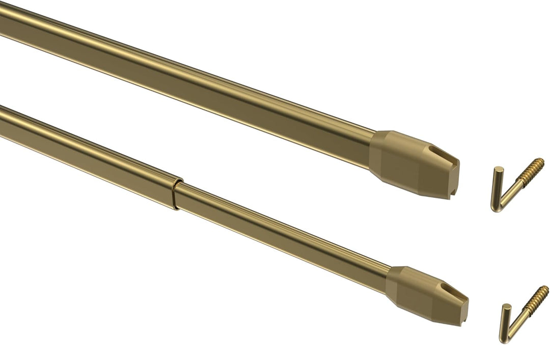 Interdeco Vitragestangen/Scheibenstangen Messing farbig (4 Stück), ausziehbar 80-140 cm, 80-140 cm