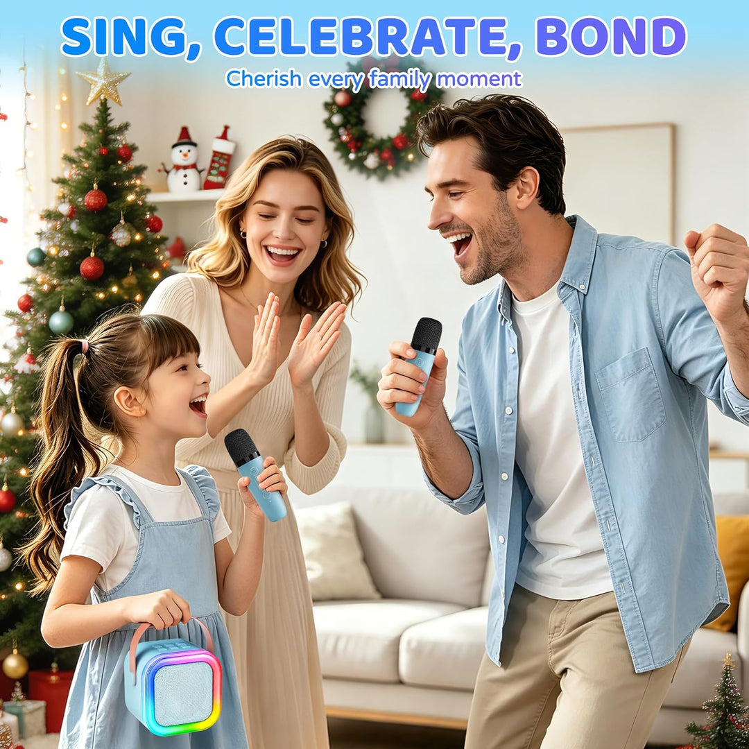 Karaoke Maschine für Kinder,Mini Karaoke Maschine mit 2 kabellosen Mikrofonen,Geburtstagsgeschenk fü