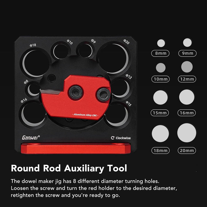 Dübelmacher-Vorrichtungssatz, Verstellbares Rundstab-Hilfswerkzeug, 8-Loch-Elektrobohrer, Fräsen, Al