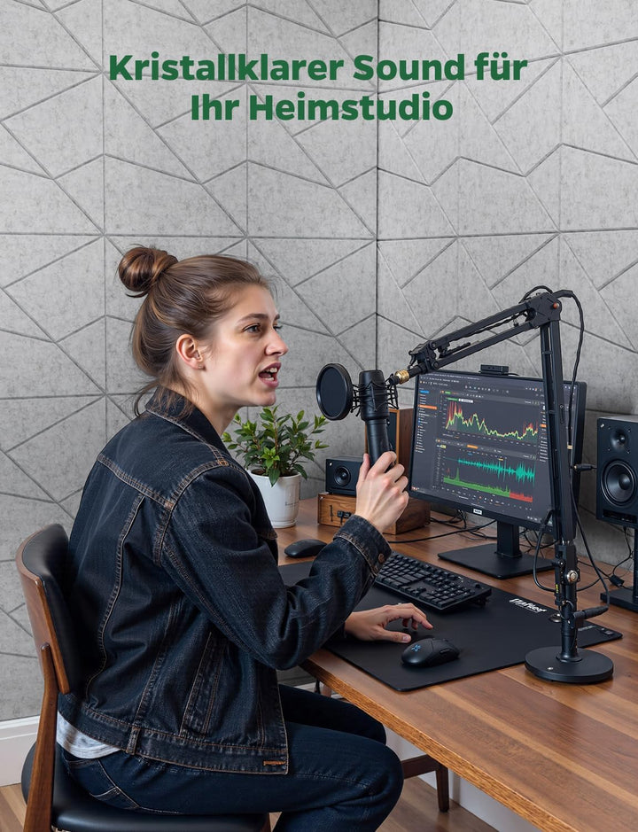 18 Stück Akustikplatten Selbstklebend, Akustik Schallabsorber Panels für Wand &amp; Gaming Zimmer mit Li