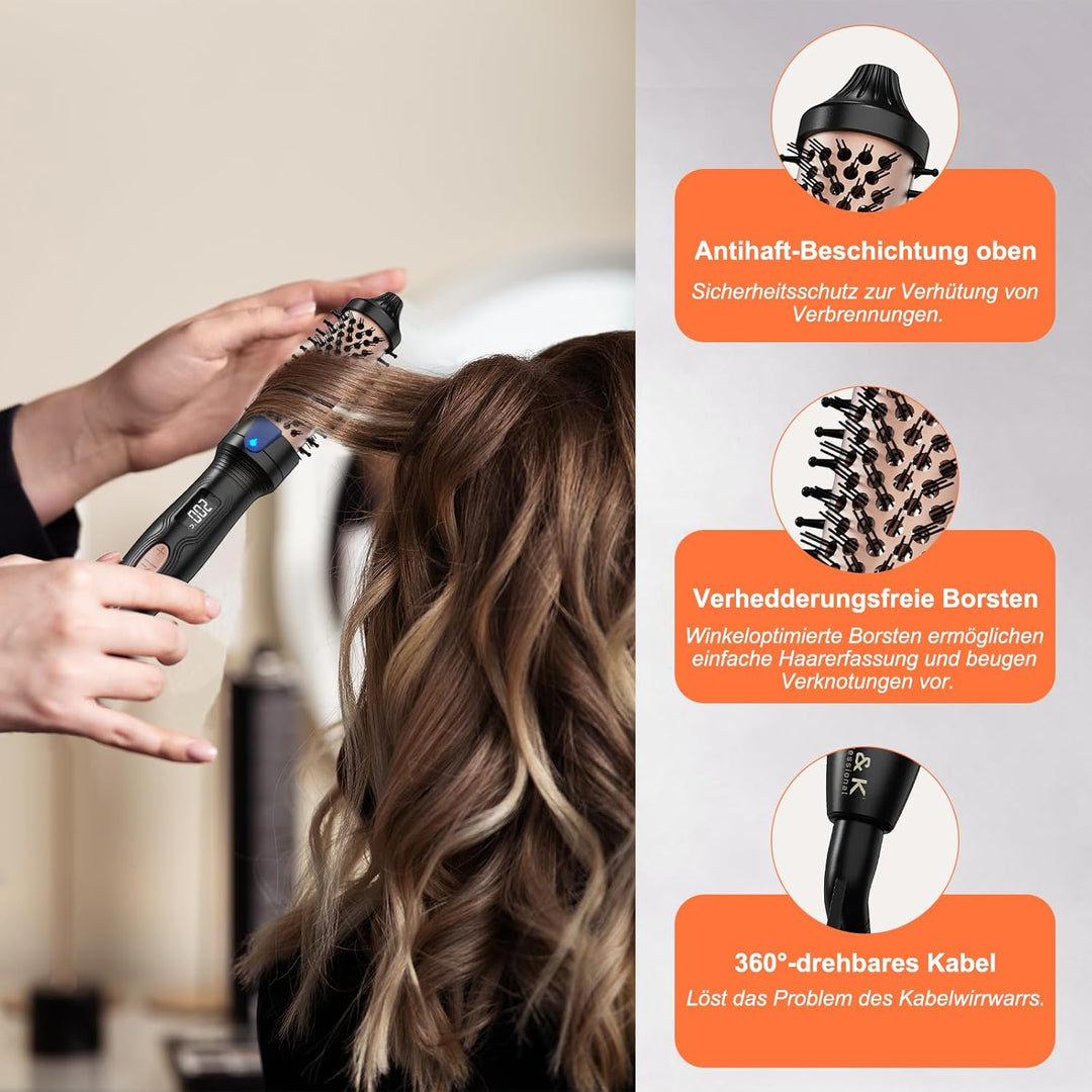 K&K Thermobürste Keratin Thermal Brush Protect Beheiztes Fass Heisse Haarbürste, Ionisch Glatt Schei