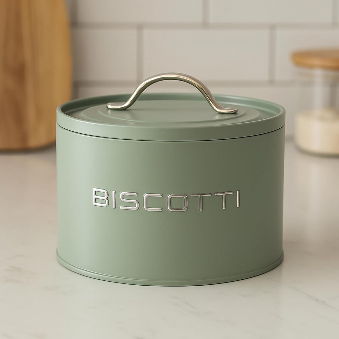 Baroni Home Keksdose aus Metall, modernes Design für Tisch und Küche, Linie Salvia, luftdichter Behä