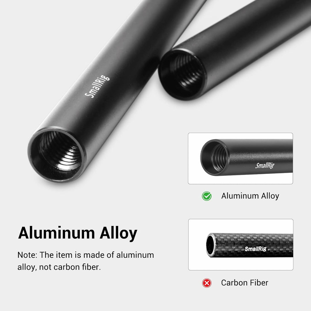 SmallRig 15mm Rod Pack, 15mm Rohr mit M12 Gewinde Stangenkappenverbindern, Aluminiumlegierungs Stang